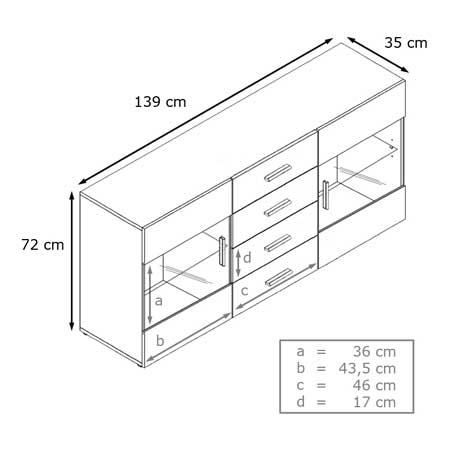 dimensions du buffet vitré blanc moderne
